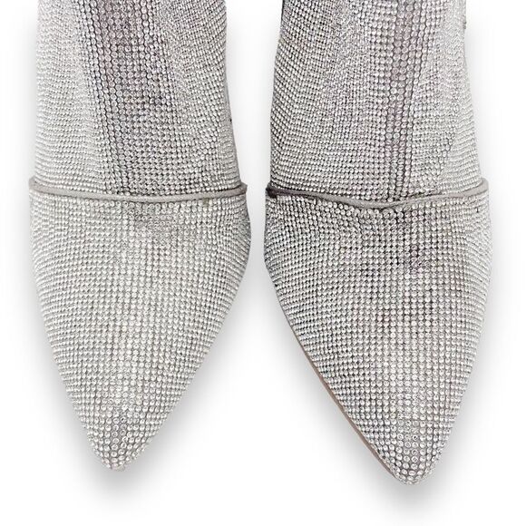 Steve Madden Noticed Rhinestone Boots Pointed Toe Block Heel Bling Boot Size 9.5 - Picture 12 of 16